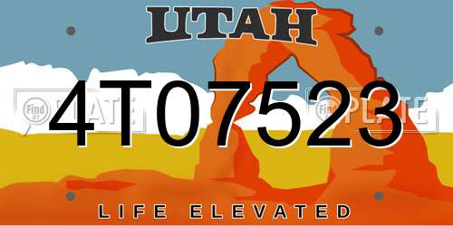 4T07523 Utah License Plate