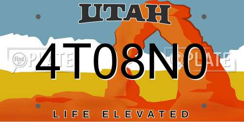 4T08N0 Utah License Plate