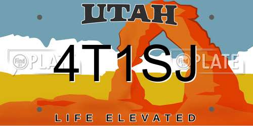 4T1SJ Utah License Plate