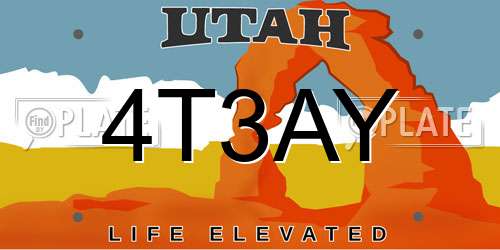 4T3AY Utah License Plate