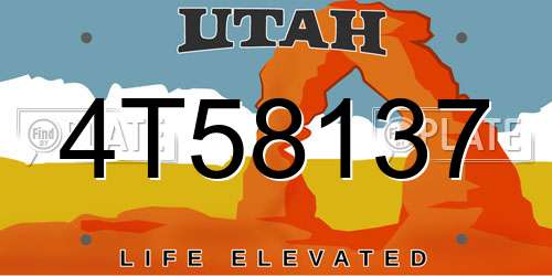 4T58137 Utah License Plate
