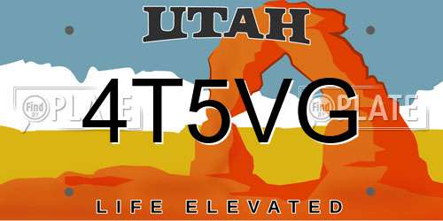 4T5VG Utah License Plate