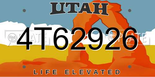 4T62926 Utah License Plate