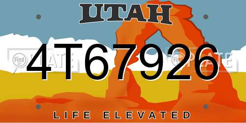 4T67926 Utah License Plate