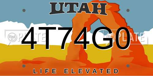 4T74G0 Utah License Plate