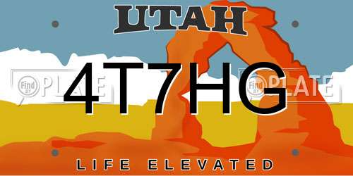 4T7HG Utah License Plate