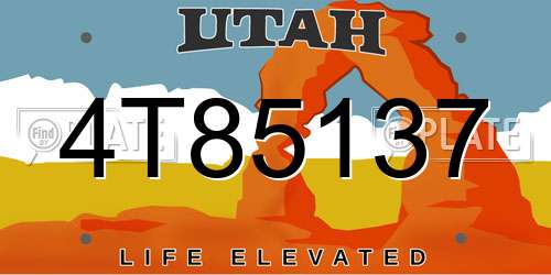 4T85137 Utah License Plate