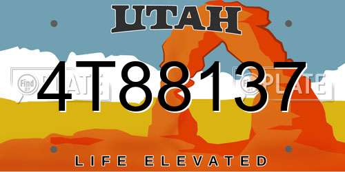 4T88137 Utah License Plate