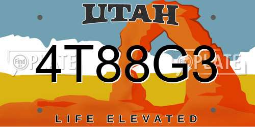 4T88G3 Utah License Plate