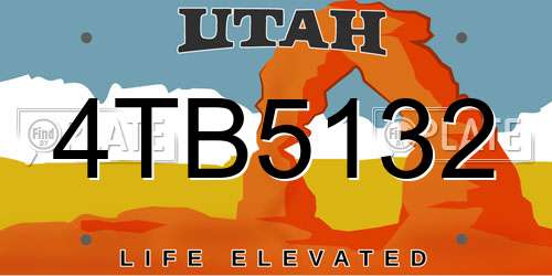4TB5132 Utah License Plate