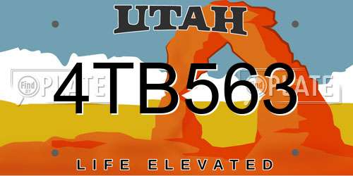 4TB563 Utah License Plate