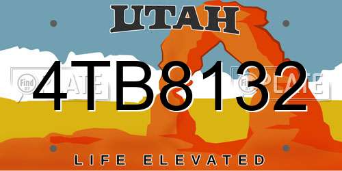 4TB8132 Utah License Plate