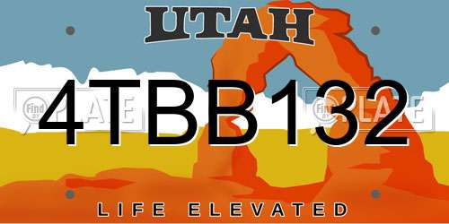 4TBB132 Utah License Plate