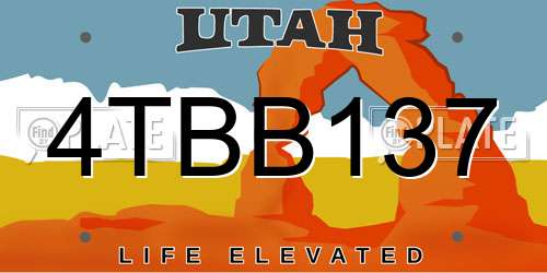 4TBB137 Utah License Plate