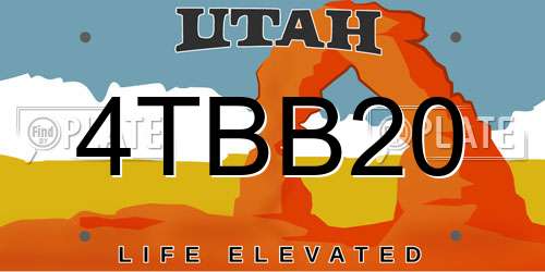 4TBB20 Utah License Plate