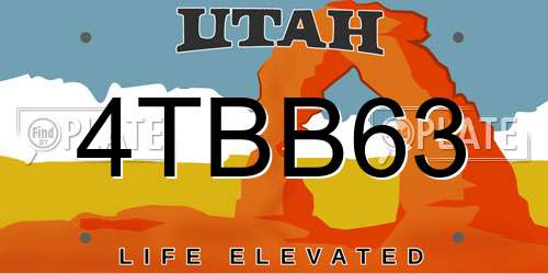 4TBB63 Utah License Plate