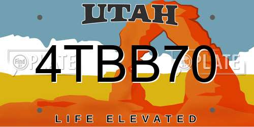 4TBB70 Utah License Plate