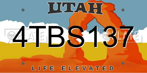 4TBS137 Utah License Plate