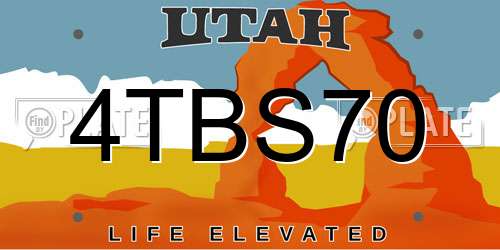 4TBS70 Utah License Plate