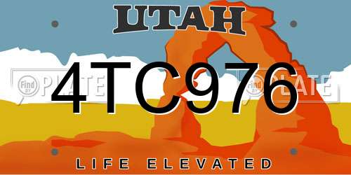 4TC976 Utah License Plate