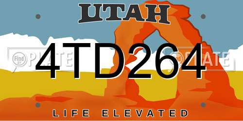 4TD264 Utah License Plate
