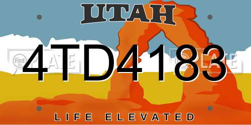 4TD4183 Utah License Plate