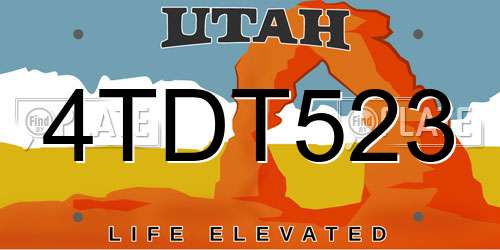 4TDT523 Utah License Plate