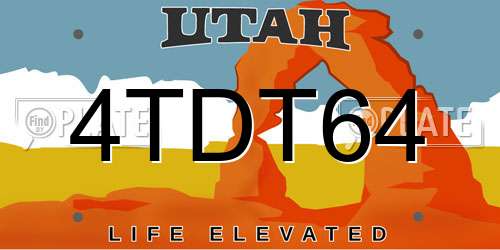 4TDT64 Utah License Plate