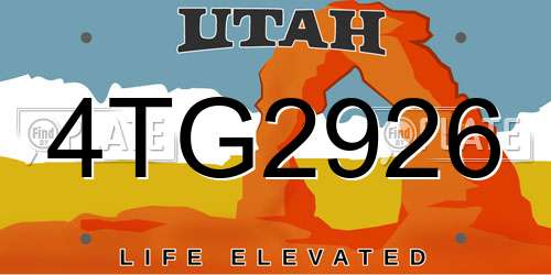 4TG2926 Utah License Plate