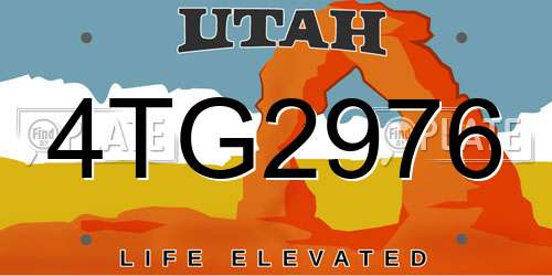 4TG2976 Utah License Plate