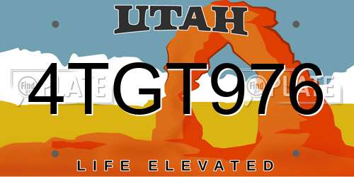 4TGT976 Utah License Plate