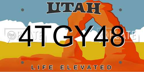 4TGY48 Utah License Plate