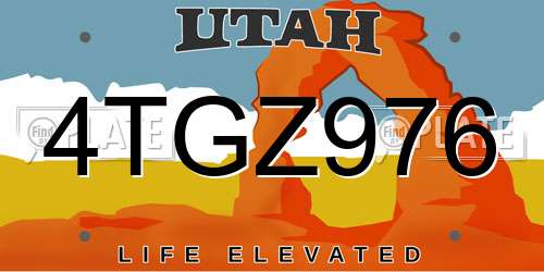 4TGZ976 Utah License Plate