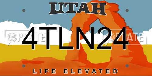 4TLN24 Utah License Plate