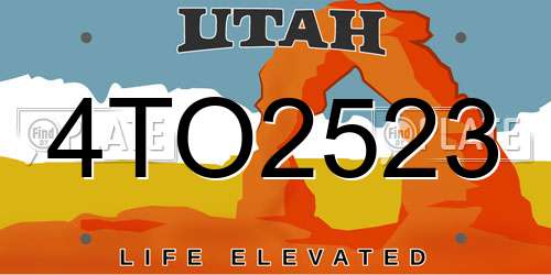 4TO2523 Utah License Plate