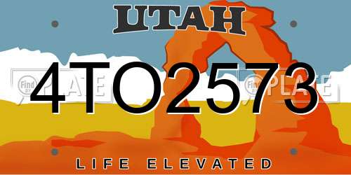 4TO2573 Utah License Plate