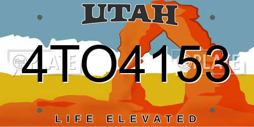 4TO4153 Utah License Plate