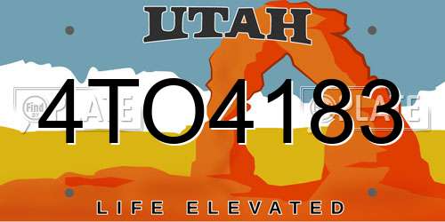 4TO4183 Utah License Plate