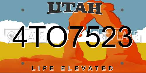 4TO7523 Utah License Plate
