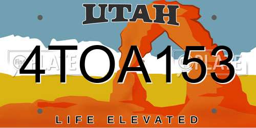 4TOA153 Utah License Plate