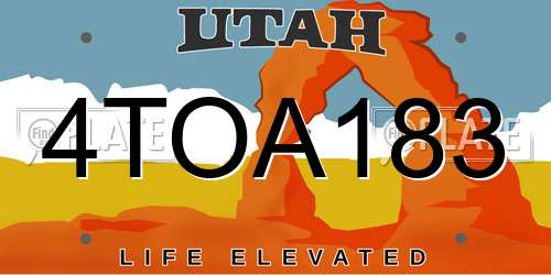 4TOA183 Utah License Plate