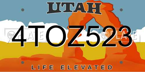 4TOZ523 Utah License Plate