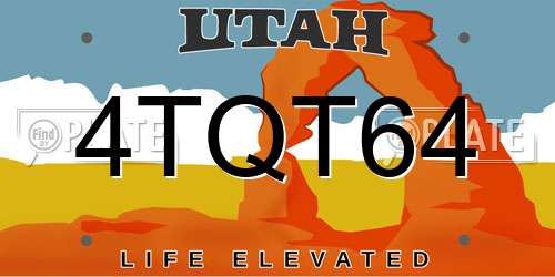 4TQT64 Utah License Plate