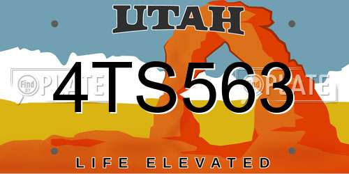 4TS563 Utah License Plate