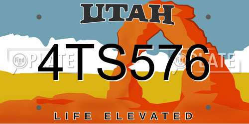 4TS576 Utah License Plate