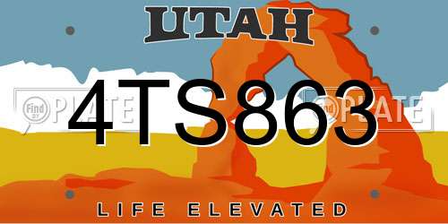 4TS863 Utah License Plate