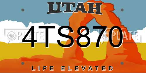 4TS870 Utah License Plate