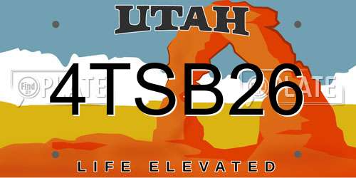4TSB26 Utah License Plate