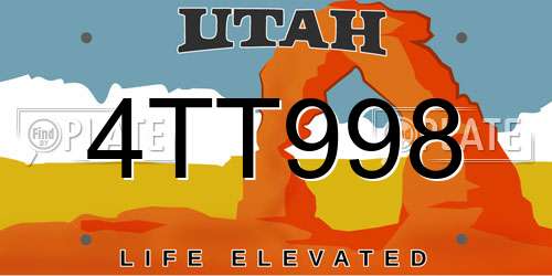 4TT998 Utah License Plate