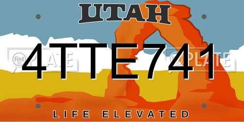 4TTE741 Utah License Plate